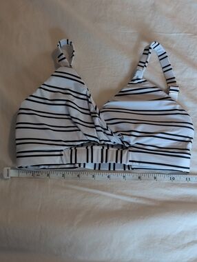 Striped White and Black Women’s Bikini Top